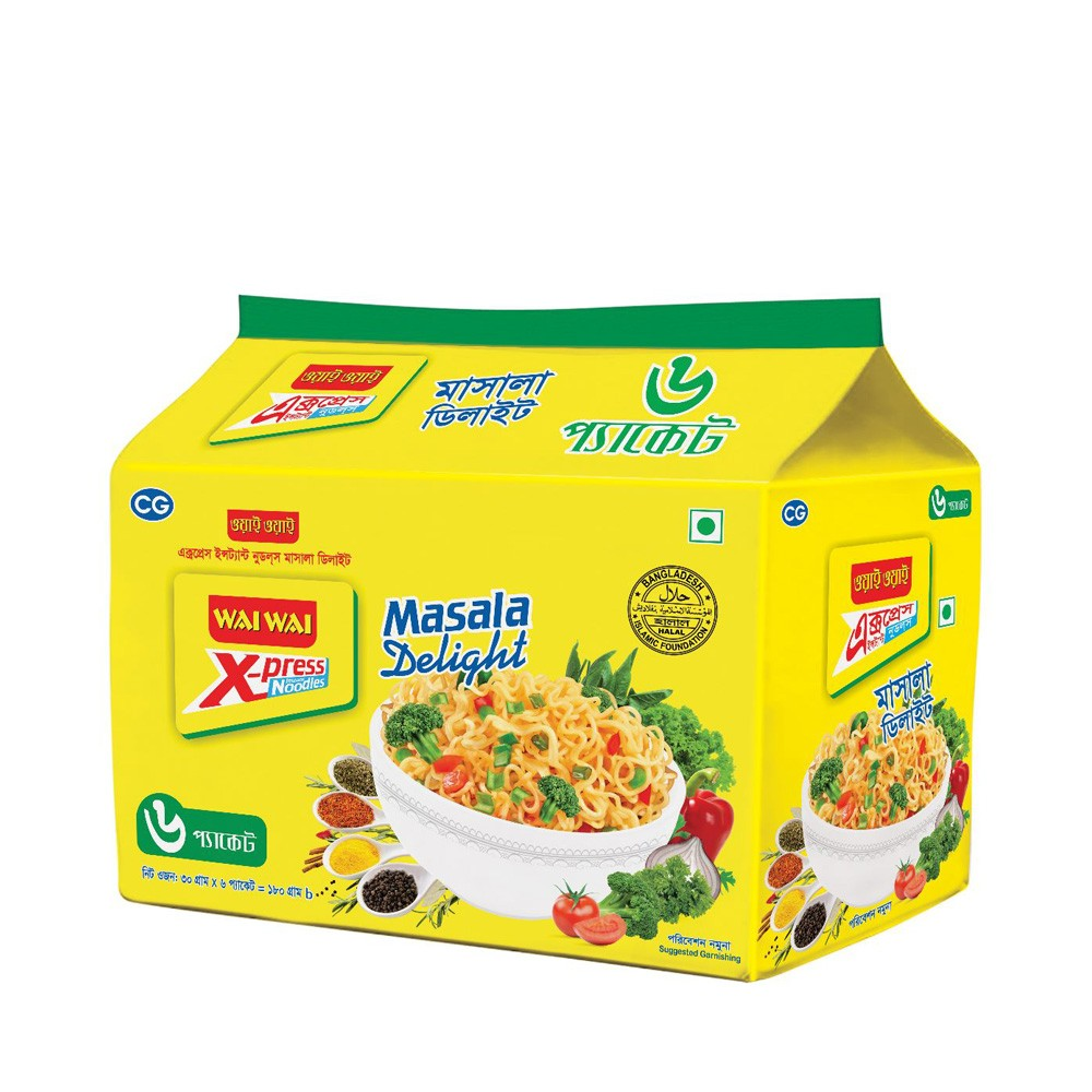 1736236404_wai-wai-xpress-instant-noodles-masala-delight-6-pack-180-gm.png Wai Wai Xpress Instant Noodles Masala Delight  Pack - Image 1