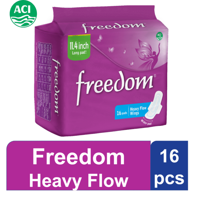 Freedom Sanitary Napkin Heavy Flow Wings - 16 Pads - Image 1