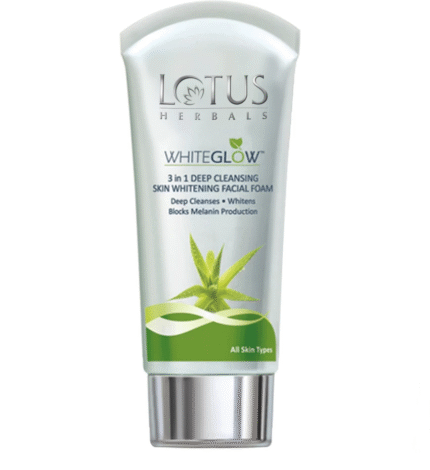 Lotus Herbals Whiteglow 3 in 1 Deep Cleansing Skin Whitening Facial Foam - 100gm